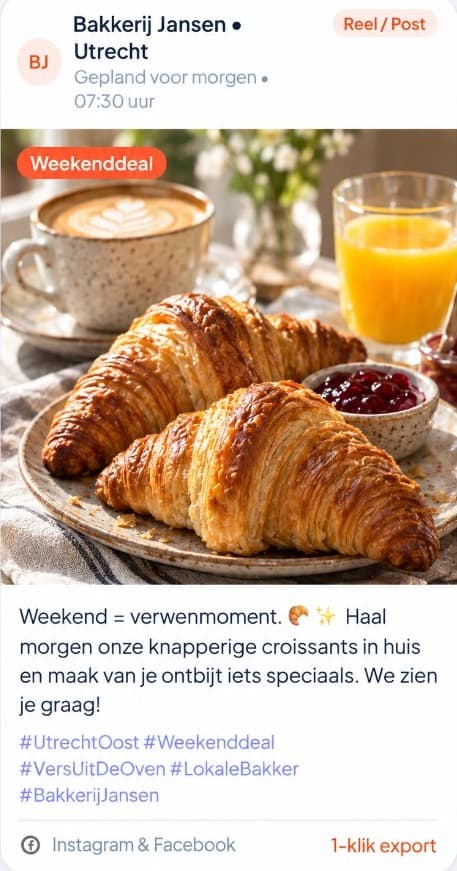 Gegenereerde social post: Weekenddeal bakkerij